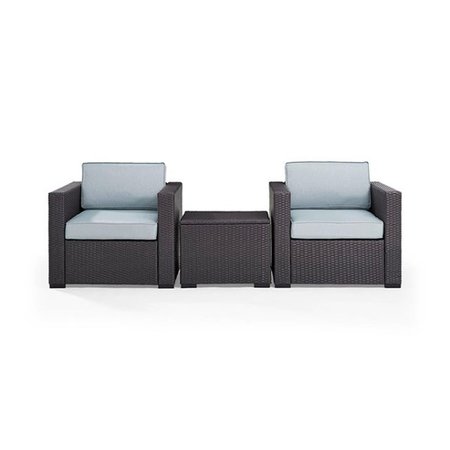 VERANDA Biscayne  Outdoor Wicker Seating Set - Two Wicker Chairs & Coffee Table; Mist, 3PK VE802467